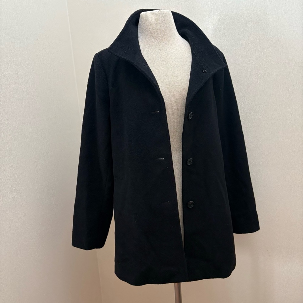 Ralph Lauren Black Wool Blend Car Over Coat Size Large Old Money Preppy Classic - Picture 11 of 15